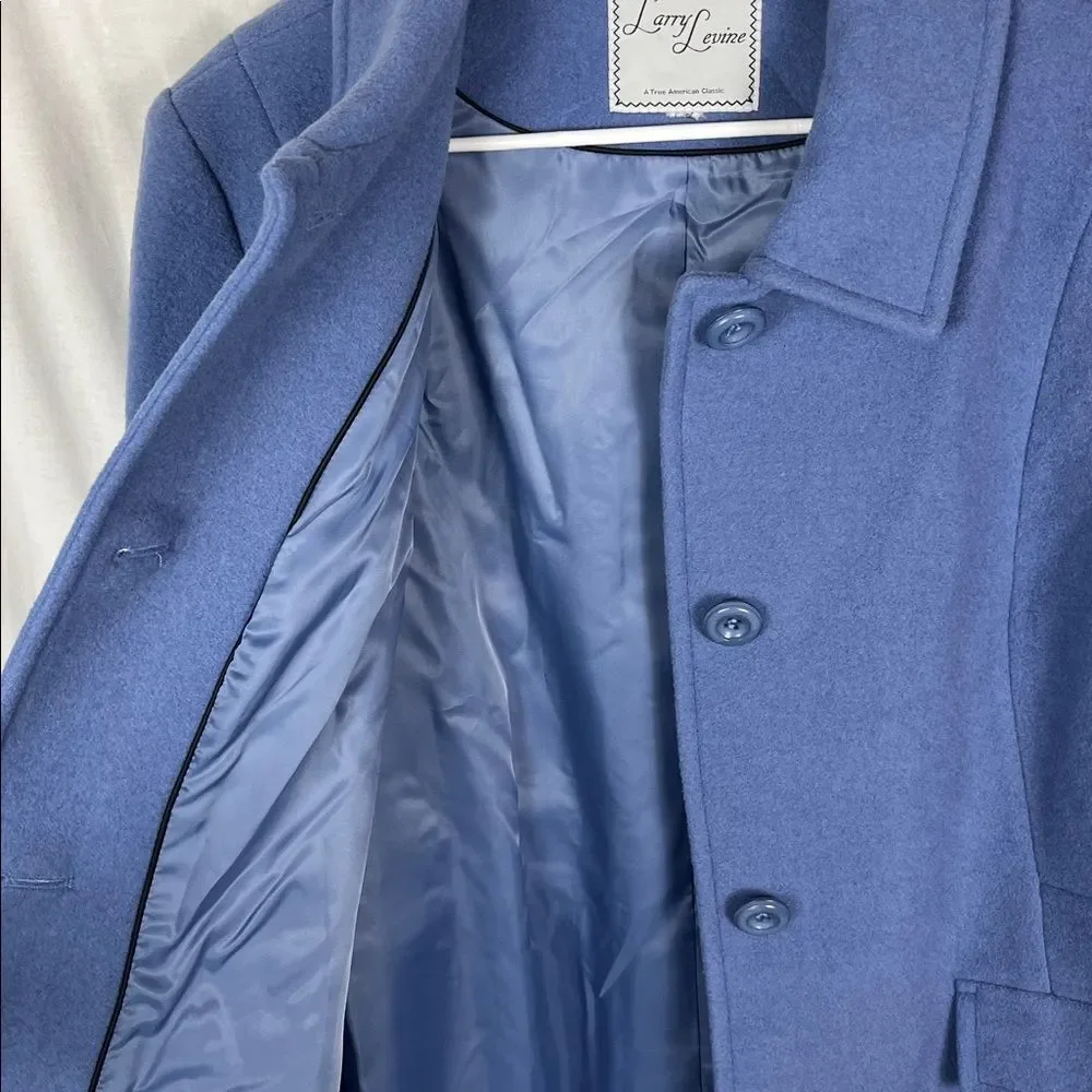 NWT Larry Levine Wool Blend Colony Blue Pea Coat